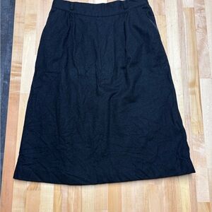 Vintage Black Wool A-Line Midi Skirt | 100% Wool | Union Made ILGWU| Made in USA